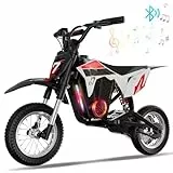EVERCROSS EV12M PRO Elektro Motorrad Kinder, Elektromotorrad mit 300W Motor, 18KM Lange Reichweite, 12'' Luftreifen, Bluetooth Musik, Bunte Lichter, Moto Cross für Kinder von 3–12 Jahren