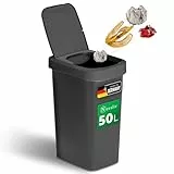 Novaliv Mülleimer 50L mit 2in1 Deckel, Klappdeckel & Schwingdeckel, Stilvoller Anti-Geruch Abfalleimer für Küche Haushalt Büro, Müll Eimer Bin Abfall Trash Kunststoff Abfallbehälter Mülltonne