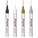 ANYUKE 4 Permanent Marker Wasserfest Stift: 2-3 mm Trocknen Schnell Lackstift Glasmalstifte,Farben der Wasserfester Stift Umfassen:Schwarz,Weiß,Gold,Silber,für Stein,Glas,Holz,Reifen,Metall,Papier usw