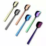 GoGeiLi Joghurtlöffel, Edelstahl Gelato/Eiscreme Löffel, Mehrfarbiger Obstlöffel, Dessertlöffel, 6,4 Zoll, Set mit 6 Stück