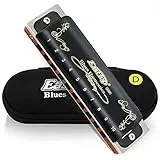 East Top Diatonische Blues Harmonica Mundharmonika 10 Löcher T008K Tonart D Mundharmonika Für professionelle Spieler, Anfänger, Studenten, Erwachsene, Kinder, als Geschenk