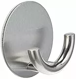 WENKO Küchen- und Wandhaken Rondo, Selbstklebender Haken aus rostfreiem Edelstahl zum Befestigen ohne Bohren, (B/H x T): Ø 5,3 x 2,5 cm, Silber