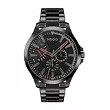 HUGO Multi Zifferblatt Quarz Uhr für Herren Kollektion #LEAP mit Schwarzes Edelstahlarmband - 1530175