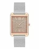 Nine West Women's Mesh Bracelet Watch Silver/Rose Gold