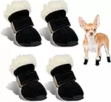 Hundeschuhe Pfotenschutz Winter, 4pcs Schneestiefel Hunde, Hunde Schuhe Anti Rutsch, rutschfest und Warm, Geeignet für Kleine und Mittelgroße für Outdoor-Aktivitäten im Winter, Waschbar (S)