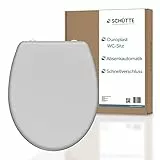 SCHÜTTE WC-Sitz GRAU mit Absenkautomatik und Schnellverschluss aus Duroplast, abnehmbarer Toilettendeckel mit 175kg Belastbarkeit, Toilettensitz mit Brille, Klodeckel für WC, Klobrille Grau