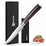 PAUDIN Küchenmesser Allzweckmesser 13 CM, Professionelles Kochmesser für Obst und Gemüse, Multifunktionales Steakmesser mit Scharfes Klinge und Ergonomischer Holzgriff