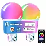 ANTELA Alexa Glühbirne E27 9W 1000LM RGB Smart WLAN LED Dimmbare Birne Lampe, Kompatibel mit Google Home, Smart Life APP, 2700K-6500K Warmweiß Kaltweiß Licht, 2 Stück