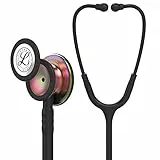 3M Littmann Classic III Stethoskop zur Überwachung, regenbogenfarbenes Bruststück, Schlauchanschluss und Ohrbügel in Schwarz, schwarzer Schlauch, 69 cm, 5870