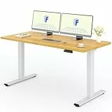 FlexiSpot Höhenverstellbarer Schreibtisch mit 2 Motoren & 25MM einteiliger Tischplatte,ergonomischer Bürotisch - 160 x 80 cm Ahorn, weißes Gestell
