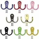 Taiyyi 8 Stück Bunt Kleiderhacken Vintage Doppelt Wandhaken Garderobenhaken Vintage mit Schrauben Kleiderhaken für Bad Küche Büro Tür Schlafzimmer Kleiderschrank