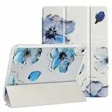 Fycyko Hülle für iPad 11. Generation A16 2025/10. Generation 2022,iPad 11 Zoll Hülle Klare Durchsichtig Rückseite mit Stifthalter,Cute Blume Trifold Ständer Ästhetisches Schutzhülle Blau