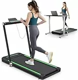 Dripex Laufband Klappbar für Zuhause 1-12km/h mit Motor 2,5 PS Ultra Slim Walking Pad Schreibtisch für Heimfitnessübungen (Grün), 147T x 71B x 14,5H cm (Grüner Profi)