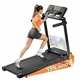 Laufband für Zuhause Klappbar, 15% Automatische Steigung, 1-14 km/h Laufband mit Steigung, 3 PS Walking Pad mit LED Anzeige, 12 Trainingsprogrammen, 136-150kg Nutzergewicht Schwarz