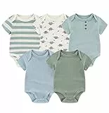 Chamie Newborn Baby Bodysuit Kurzarm für Baby Jungen und Mädchen 0-12M, 5er Pack