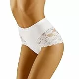 Wolbar Damen Sexy Shapewear-Slips Spitze Miederslip Hohe Taille Figurformende WB184, Weiß,XXL