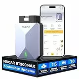 MUCAR BT200 MAX AI-Hilfsfunktion OBD2 Bluetooth Adapter, OBD2 Diagnosegerät Unterstützung ELM327, Auto Auslesegerät Mit Volle System+15 Reset, Für iOS&Android/Aktives Testen/CANFD-Kostenlose Updates