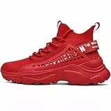 XIDISO Wanderschuhe für Herren, modische Sneaker, athletisch, Sport, Laufen, lässig, Tennisschuh, Rot, Rot, 42 EU