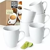 Moritz & Moritz BASIC Kaffeetassen Set 6-teilig - ca. 300ml aus hochwertigem Porzellan in klassischem Weiß - Perfekt für Kaffee, Tee, heiße Schokolade, Cappuccino