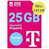 Telekom MagentaMobil Prepaid XL mit 50 GB Highspeed-Volumen | 5G/LTE Max & Allnet Flat in alle dt. Netze | unverbrauchtes Datenvolumen weiter nutzen | EU Roaming & Hotspot Flat | 20 EUR Startguthaben