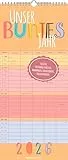 Alpha Edition - Unser buntes Jahr - 5 Spalten - Familienplaner Kalender 2026 – Familienkalender 20x45 cm – Bunter Terminkalender für Familienorganisation – Feiertage (DE/AT/CH)