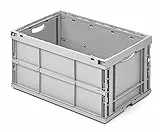 ALUTEC MÜNCHEN Faltbox aus Kunststoff (Inhalt 64 l, Außenmaße (LxBxH) 600 x 400 x 320 mm, lebensmittelecht, kälte- und hitzebeständig von -40° bis +80°C, Aufbewahrungskiste) 05100
