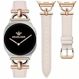 Wearlizer Lederarmbänder kompatibel mit Samsung Galaxy Watch 8 Armband 40mm 44mm/Watch 8 Classic 46mm Damen, Elegant Leder No Gap Metallanschluss mit D-förmiger für Galaxy Watch 8/8 Classic