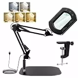 Lamptobe 10X Tischlupe mit Licht und Ständer/Klemme Schreibtischlampe mit Lupe und Licht 5 Farbmodi 2 in 1 Rechteck Lupenleuchte für Senioren Leselupe Reparatur Handwerk Hobby Juwelier