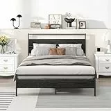 HOJINLINERO Bettrahmen Bettgestell Doppelbett 120x200,Metallbett mit Lattenrost,Modern Einzelbett Gästebett Jugendbett Tagesbett mit Kopfteil für Schlafzimmer,Bett 120x200 mit Lattenrost,Schwarz