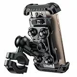 Lamicall Motorrad Handyhalterung Fahrrad Handyhalter - [720° Drehbarer Metall-Arm] Doppelte Vibrationsgedämpft Handy Halterung Motorrad, Diebstahlsicher Lenker Motorradhalterung für iPhone 16/15/14/13