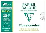 Clairefontaine 97853C Mappe Transparentpapier (mit Millimeterunterteilung , DIN A4, 21 x 29,7 cm, 90/95 g, 12 Blatt, ideal für technische Zeichnen) transparent