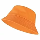 Yolev Fischerhut Damen Eimerhut Einfarbig Sonnenblende Bucket Hat mit UV Schutz Sonnen Hut Orange Faltbar Sommer Outdoor Sporthut Anglerhut Herren