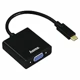 Hama USB-C Adapter auf VGA (Anschluss von Geräten mit USB 3.1 Type-C und Thunderbolt 3 an VGA Monitore/TV/Beamer, Full HD, vergoldeter Stecker) schwarz