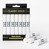 DUDU N GIRLIE 7 Stück weiße Satin-Taschentücher mit schwarzen bestickten Initialen, H, Einheitsgröße