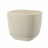 VERDENIA Coral Quadratische Blumentöpfe aus Kunststoff – Leicht, für den Innenbereich, Modernes Design, Hochwertiges Kunststoffmaterial, 2er-Set – 15x15x13cm – Cremige Farbe