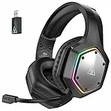 EKSA Wireless Gaming Headset für PS4 PS5 PC, 2.4G USB Headset mit Mikrofon 7.1 Surround Sound, ENC & RGB Licht, Gaming Kopfhörer Kabellos, 36 Stunden Akkulaufzeit 3,5mm Klinke