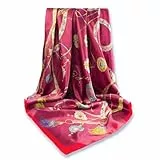 GLORIS Seidenschal Damen Elegante 90x90cm Seidentuch Haare Seidentuch Halstuch Damen Seide Elegant Satintuch Halstuch Seide Bandana Tuch Kopftücher Ansatz Scarf (Bordeaux - RotRand)