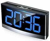 Rolgno Wecker Digital, Nachttisch Uhr mit Auffallenden Blauen LED-Ziffern, Alarm Clock für Tiefschläfer, 5 Helligkeitsstufen & Nachtmodus, 3 Weckertöne, 5 Lautstärkestufen, 12/24H, USB Gespeist
