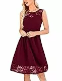 KOJOOIN Damen Kleider Spitzenkleid Festliches Cocktailkleid Ärmellos Knielang Ballkleid