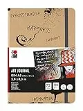 Marabu 1612000000100 - Notebook Art Journal, 180 g/qm, 72 Blatt, DIN A5, naturweiß, Papier fein gekörnt, matt, säurefrei, lichtbeständig, hochwertige Fadenbindung und Falttasche innen