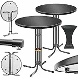 KESSER® Stehtisch klappbar 2er Set Ø70cm rund, Gastro Bistrotisch Hochtisch Cocktail Stehtisch + Husse, Klapptisch Partytisch für Garten/Balkon/Events/Gastronomie, wetterfest, In- & Outdoor, Schwarz