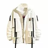 GURUNVANI Herren-Jacke, Graffiti-Jacke, leichte Baumwolle, bedruckt, Jacke, Flugbomber, Hip Hop, Jk1620-weiß, M