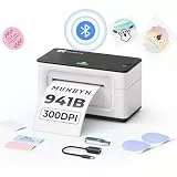MUNBYN Etikettendrucker DHL 300 DPI Bluetooth, Labeldrucker 4XL Etikettendrucker Label Printer Thermo-Versandetikettendrucker Desktop für Shopify DPD DHL UPS, 941BP, Weiß