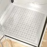 HITSLAM Duschmatte rutschfest, Antirutschmatte für die Dusche 60x60cm, Badewannenmatte mit Saugnäpfen-100% BPA-frei, Quadrat Rutschmatte Dusche schimmelresistent & maschinenwaschbar, Transparent