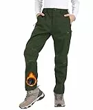Djtnzdm Skihose Kinder Winter Thermohose Jungen Gefütterte Softshellhose Kinder Mädchen Trekkinghose Winddicht Schneehose Jungen Warm Thermohose Jungen wasserdichte Wanderhose Grün 112-128