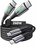 INIU 240W USB C Kabel, [2Pack 2m] PD Schnellladekabel USB C auf USB C, Nylon Geflochten Ladekabel USBC Ladegerät für iPhone 17 16 15 Pro Max Samsung Galaxy S25 S24 Ultra Pixel 9 iPad Pro MacBook Air