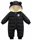 Minizone Baby Winter Overall mit Kapuze, Strampler Schneeanzug Jungen Mädchen Langarm Jumpsuit Warm Outfits Geschenk 6-9 Monate