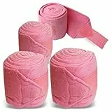 Bandagen fürs Pferd aus Fleece mit Klettverschluss - Fleecebandagen Pferd im 4er Set mit praktischer Aufbewahrungstasche (Warmblut (Full), Pink)