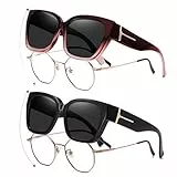 ZXTGBQ 2 Pack Polarisierte Überzieh Sonnenbrille Herren und Damen, Sonnenbrille für Brillenträger, sonnenbrille für üBer Die Brille, UV400 Schutz Übergroß, Ultra Leicht Fahren Angeln