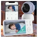 Boifun Babyphone mit Kamera & 2K/3MP APP Steuerung, 5' WLAN Video Babyfone, 360 Grad IR-HDR Nachtsicht, Weinen-/Bewegungs-/Geräusch-/Temperaturüberwachung, Automatische Verfolgung, 3000mAh Akku